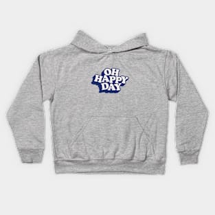 Oh Happy Day in blue white green Kids Hoodie